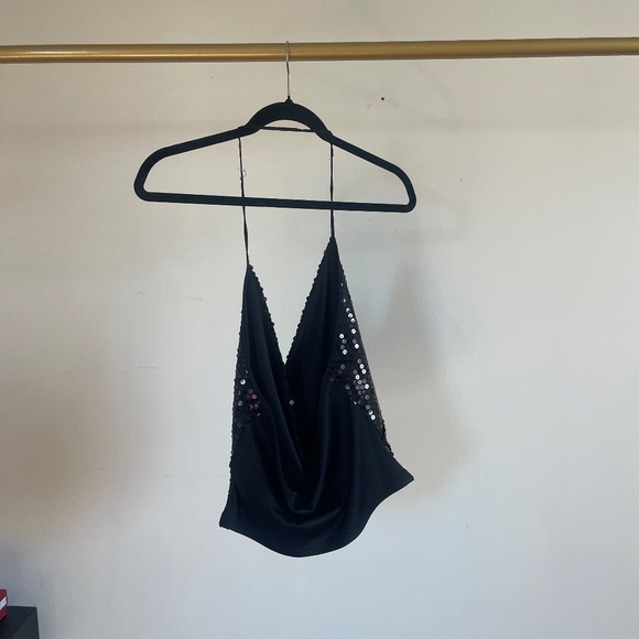 vintage black sequin halter top - Picture 4 of 5